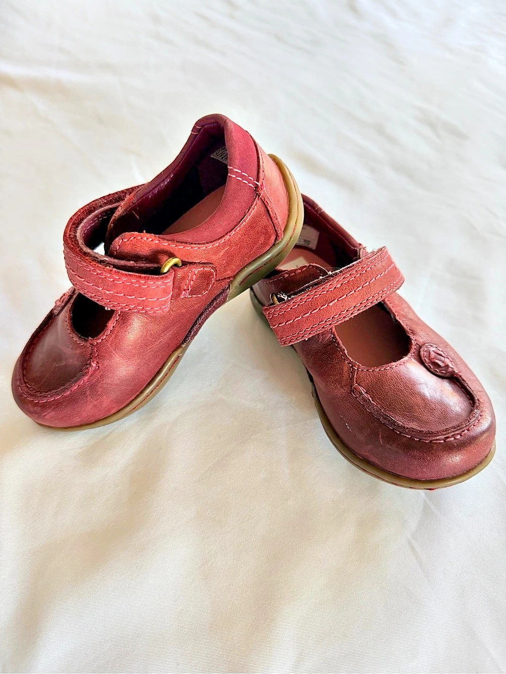 Clarks First Shoes Toddler Red Leather Mary Jane Shoes Size US 5.5 W (UK 5G / EU